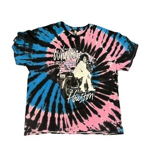 Whitney Houston Vintage Retro Style Tie Dye Band Tee Purple Blue Black Size XL